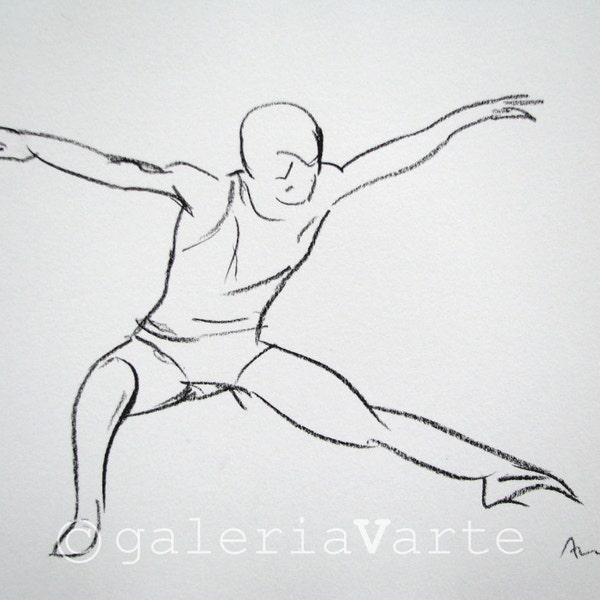 Original charcoal drawing - modern dance - painting - europeanstreetteam