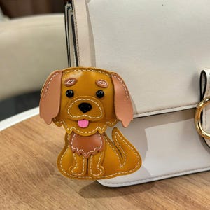 Handmade Vegan Leather Dog Breed Keychain, Puppy Bag Charm