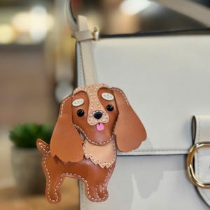 Vegan Leather Dog Breed Keychain, Puppy Bag Charm