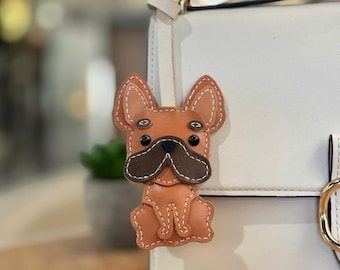 French Bulldog Handmade Vegan Leather Keychain, Corgi, Chihuahua Bag Charm