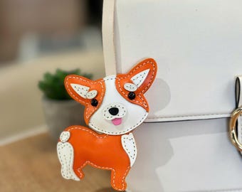 Corgi, Beagle, German Shepherd Bag, Purse Charm - Handmade Vegan Leather Dog Keychain