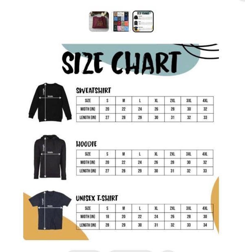 K&ouml;nnte beinhalten: Eine Gr&ouml;&szlig;entabelle f&uuml;r Sweatshirts, Hoodies und Unisex-T-Shirts. Die Tabelle zeigt die Gr&ouml;&szlig;en S bis 4XL mit Breiten- und L&auml;ngenma&szlig;en in Zoll. Die Tabelle enth&auml;lt Ma&szlig;e f&uuml;r Sweatshirts, Hoodies und Unisex-T-Shirts.