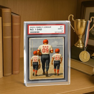 Bloc acrylique pour carte de football personnalisée papa n° 1 – Cadeau de fête des pères personnalisé par enfant, décoration de papa sportif, Ligue familiale 2025