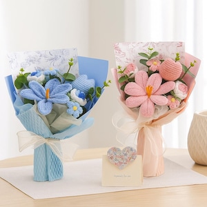 Crochet Bouquet, Crochet  Flower Bouquet, Tulip, Crochet Flowers, Fathers Mothers Day Gifts, Birthday Gifts, Gift for Mom/ Grandma/ Teacher