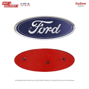 Ford F150 9&quot; Oval Emblem | Front Grille Tailgate Badge 2005–2014 | Chrome Blue OEM Style