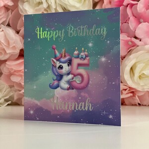 Gepersonaliseerde verjaardagskaart folie eenhoorn kleine meisjes verjaardag pastel verjaardagskaart mooie aangepaste gelukkige verjaardagskaart