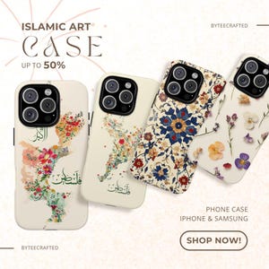 Telefoonhoesje bloemen Palestina kaart - Arabische typografie, kleurrijk botanisch ontwerp, pro-Palestina cadeau, levendige zachte hoes voor iPhone en Samsung
