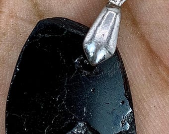 Juego de colgante y pendientes de turmalina negra cruda de 25,75 quilates, joyería de cristal protector