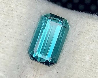 0.90 carat Emerald Cut Blue Tourmaline Gemstone  Natural