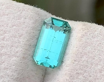 1.10 Carat blue Tourmaline Emerald cut Loose Gemstone for Jewelry