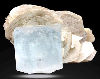 276 karaats natuurlijk aquamarijn met ruwe micakristallen mineraal exemplaar voor verzamelaars genezende steen Uniek displaystuk