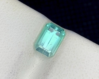 1.30 Carat blue Tourmaline Emerald cut Loose Gemstone for Jewelry