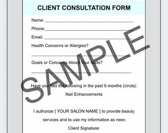 Nail Salon Client Intake Form Template | Editable Nail Tech Client Intake Form | Modern Client Intake Form for Nail Salons | Canva Template