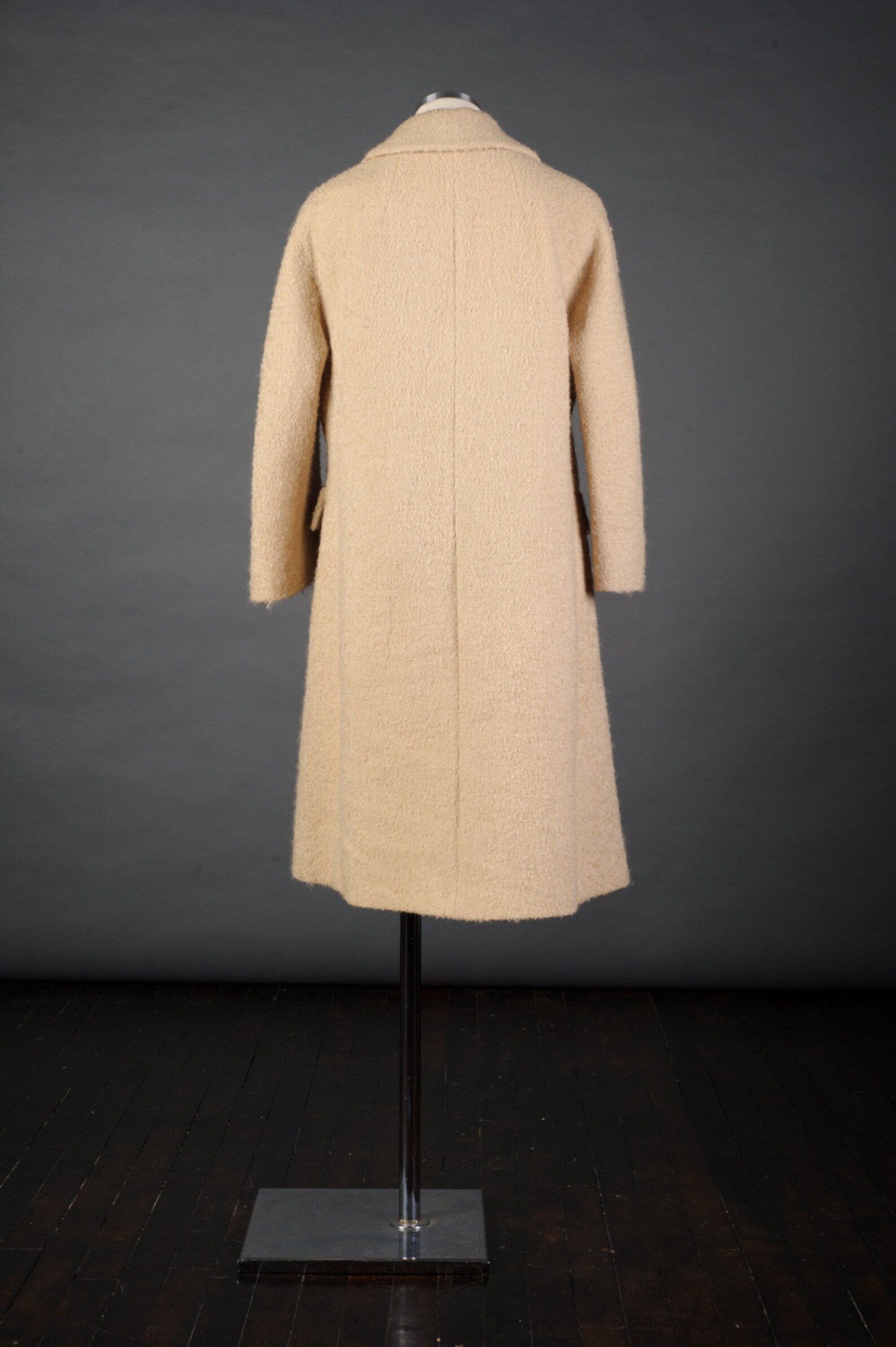 Vtg 1960s Ivory Cream Boucle Coat Double Breasted Wool Pea Etsy