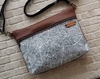 Small crossbody purse genuine leather modern Petoskey stone crossbody bag handbag