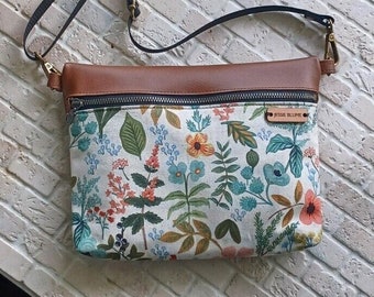 small crossbody in rifle paper co floral genuine leather adjustable strap handbag