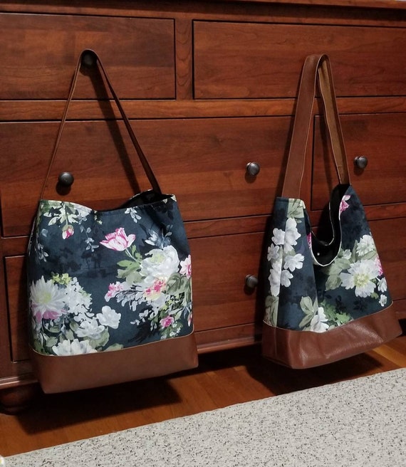 navy floral bag