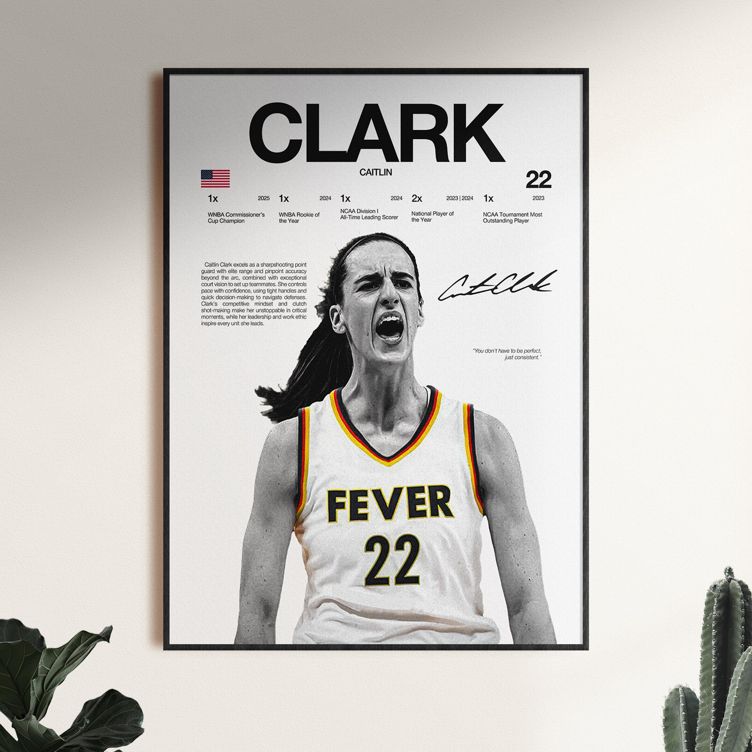 Caitlin Clark Poster, WNBA Wall Print, Basketball Digital Download, Iowa Indiana Fever Poster, Women's Hoops Decor, Gift for Basketball Fans