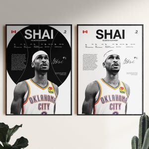 Shai Gilgeous Alexander Poster, OKC Thunder Wall Print, NBA Digital Download, Basketball Print, MVP Decor, Basketball Gift, Sga Poster