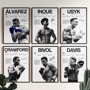 Alvarez Inoue Usyk Crawford Bivol Davis Poster Bundle, Boxing Wall Print, Digital Download, Boxer Poster, Boxing Fan Room Decor Gift