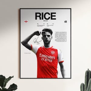 デクラン・ライスのポスター、アーセナルのウォールプリント、イングランドのサッカープリント、サッカープリントのデコレーション、プレミアリーグのデコレーション、サッカーギフト、スポーツウォールアート