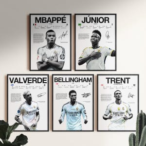 Mbappe Bellingham Vini Jr Valverde Trent Poster Bundle, Real Madrid Wall Print, Football Digital Download, Soccer Star Room Decor Gift