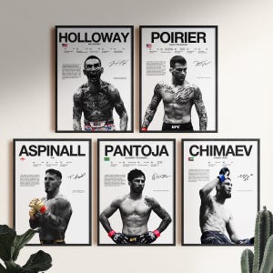 Holloway Poirier Chimaev Aspinall Pantoja Poster Bundle, UFC Fighter Wall Print, MMA Digital Download, UFC Print Set Decor, Gift for ufc Fan