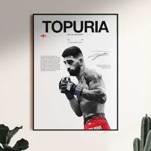Ilia Topuria Poster, Ufc Wall Art, MMA Digital Download, Ufc Fighter Printable, Topuria Champion Print, Featherweight Ufc Decor Gift