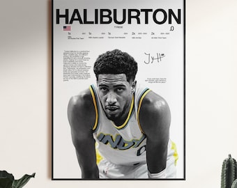 Tyrese Haliburton Poster, Indiana Pacers Wall Print, NBA Digital Download, Basketball Print, Indiana Star Decor, Gift for Basketball Fans