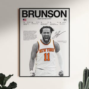 Jalen Brunson Poster, Basketball Wall Art, Digital Download, NBA Star Print, Knicks Decor,Gift For Fans, Point Guard Artwork, Printable File