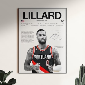 Damian Lillard Poster Digital Download, Basketball Wall Art, Portland Trail Blazers, NBA Print,Dame Time Artwork,Sports FanGift,ForHomeDecor