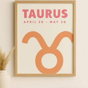 Plakat Byk Zodiak – Minimalistyczny Sterrenbeeld Wanddecor | Druk astronomiczny w Aardetinten | Boho Interieur Cadeau voor Stier