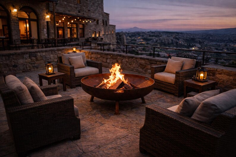 Picture of Luxury Outdoor Fire Pit Bowl, Heavy Steel Garden Fire Pit, Rustic Hotel ...