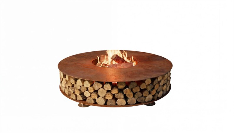 Large Rusted Steel Fire Pit, Corten Outdoor Fireplace - Etsy