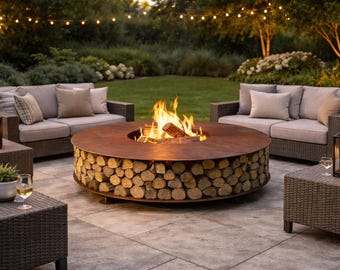 Große verrostete Stahl Feuerstelle, Corten Outdoor Feuerstelle