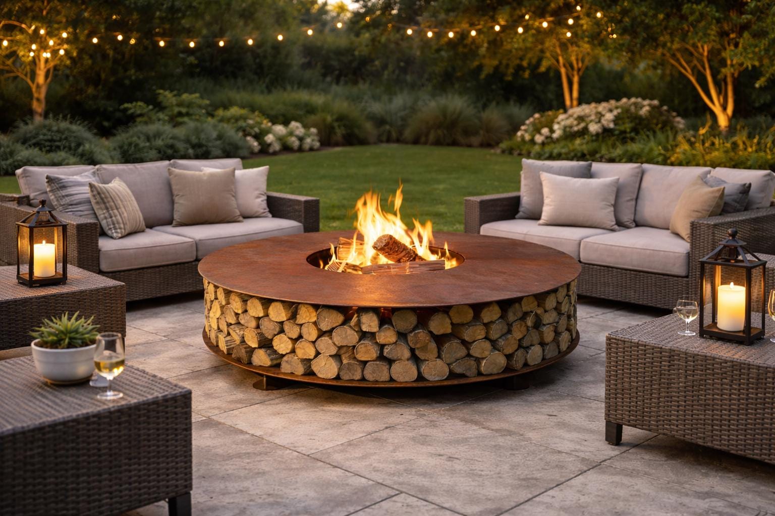 Large Rusted Steel Fire Pit, Corten Outdoor Fireplace - Etsy