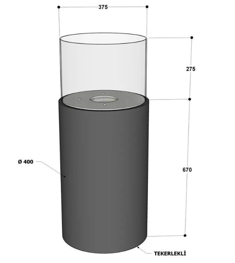 Smokeless Bioethanol Fireplace, Luxury Ethanol Fire Pit with Glass Guard, Mobile Bioethanol Fireplace on Wheels, Round Modern Fire Pit
