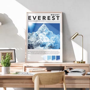 Mount Everest Wall Art Print – A4 Digital Download, Mountain Poster, Adventure Printable Decor – Nature Travel Print – Himalayan Decor