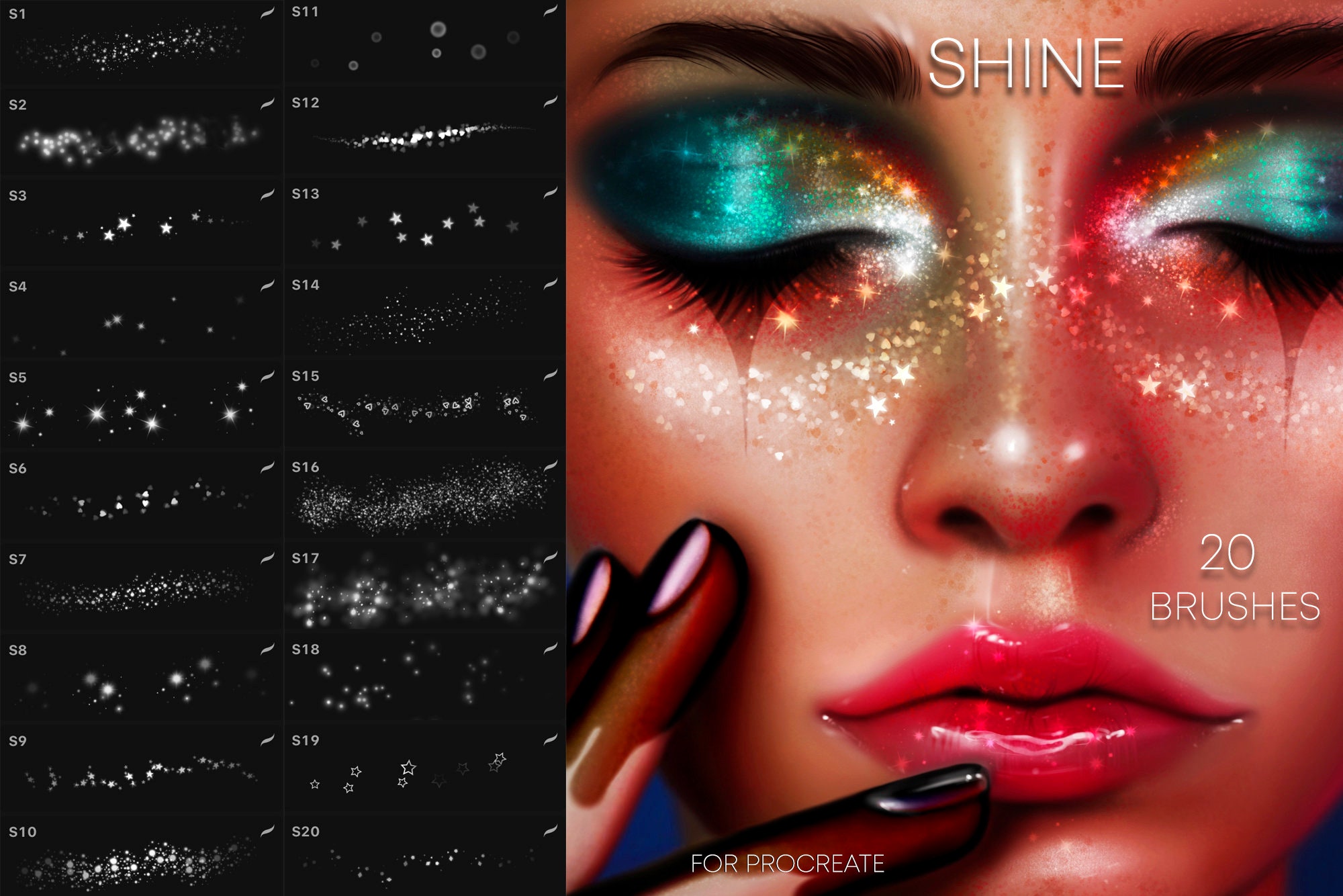 Procreate 20 Glitter Brushes Shiny Procreate Brushes Etsy