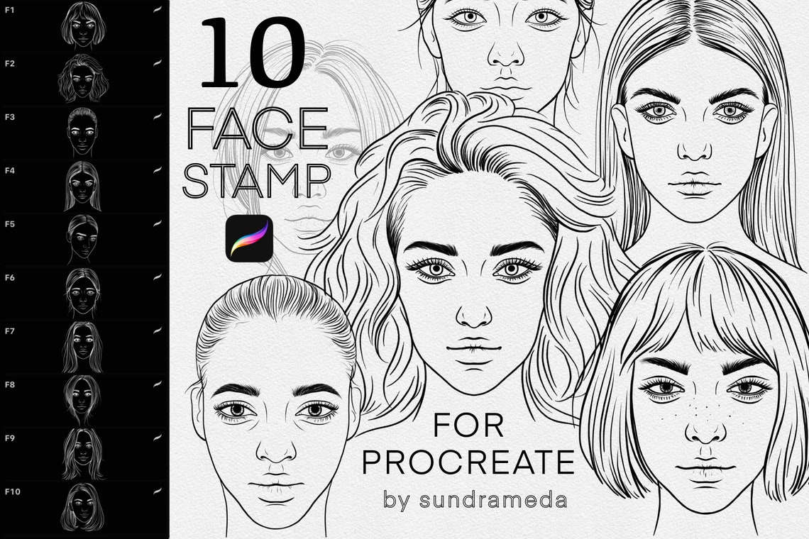 Face Stamp Brushes Procreate Face Template Drawing Template Etsy