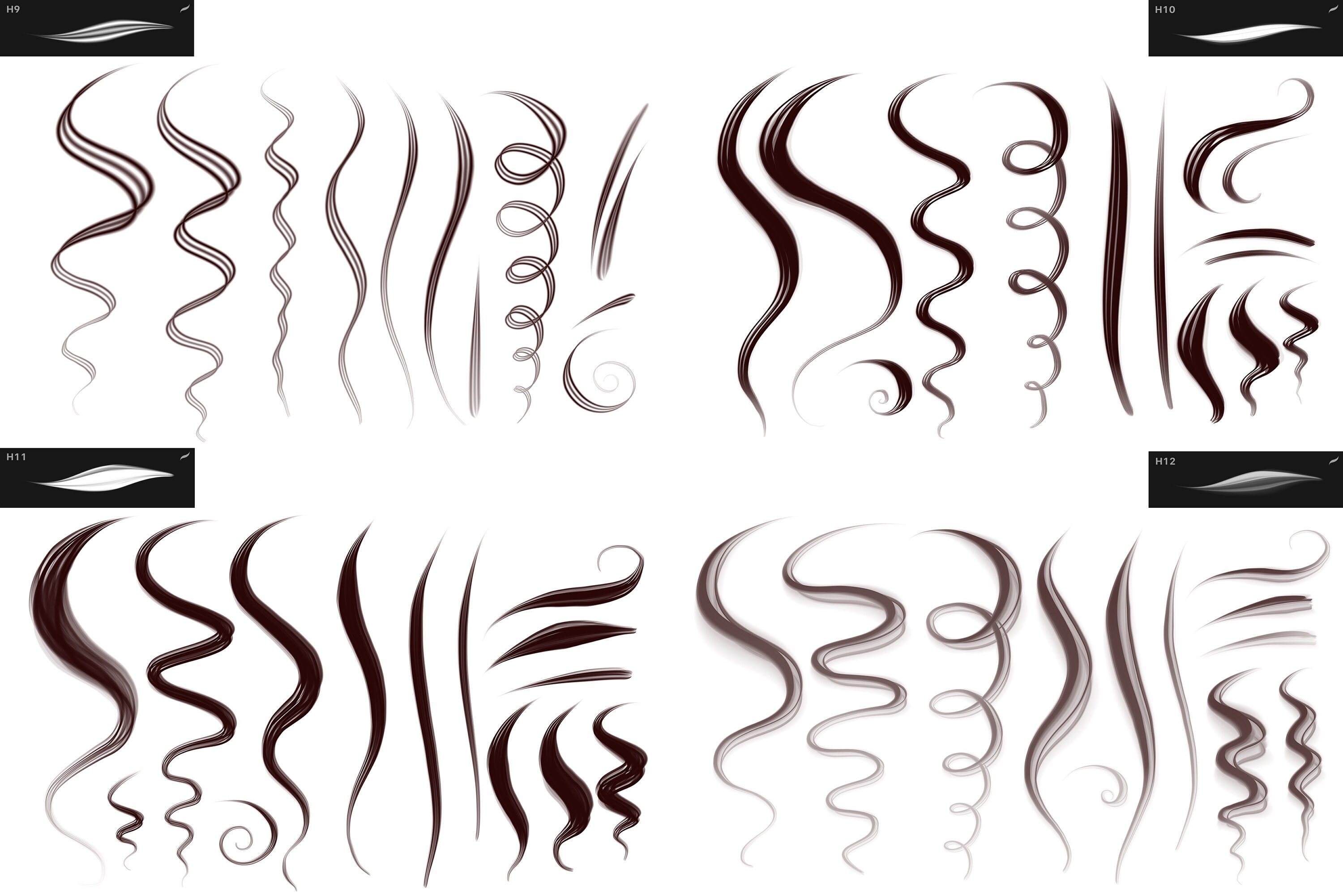 20 Hair brushes for Procreate Etsy