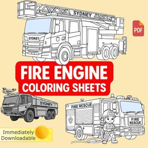 Fire Truck Coloring Pages for Kids – A4 Landscape | Aussie Fire Rescue Vehicles | Printable Emergency Services Sheets x 15