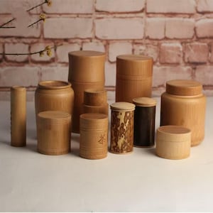 Recipiente portátil de bambú para té, recipiente sellado de bambú para almacenamiento de té, barril de madera de bambú para té, caja de embalaje de hojas de té, taza de bambú, tamaño personalizado, grabado disponible