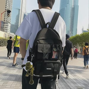 Women’s Black Nylon Backpack – Anti-Theft Casual Travel Rucksack | Korean Style Lightweight School Bag for Ladies  Girls
