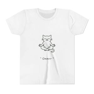 Meditative Cat Youth Tee, Kids Cat T-Shirt, Cute Animal Shirt, Funny Gift for Cat Lovers, Relaxed Vibes