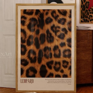Leopard Pattern Art, Aesthetic Leopard Print, Leopard Wall Art for Bedroom, Stylish Y2k Apartment Decor, Art Prints Chic, Animal Print Decor