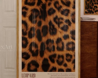 Leopard Pattern Art, Aesthetic Leopard Print, Leopard Wall Art for Bedroom, Stylish Y2k Apartment Decor, Art Prints Chic, Animal Print Decor