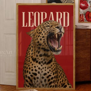Leopard Wall Art Print, Retro Girly Cheetah Wall Art, Retro Y2K Aesthetic, Tredny Leopard Print, Dopamine Decor for Bold Spaces, Retro Print