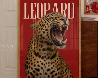 ヒョウ柄ウォールアートプリント、レトロガーリーなチーター柄ウォールアート、レトロなY2K風デザイン、Trednyヒョウ柄プリント、大胆な空間を演出するドーパミンデコレーション、レトロプリント