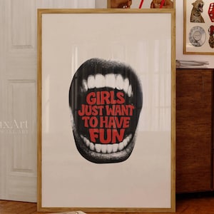 Trendy Girly Wall Art, Collage Apartment Print, Black And White Y2k Fashion Print, Feminist Quote, Stylish And Cool Girl Aesthetic Wall Art